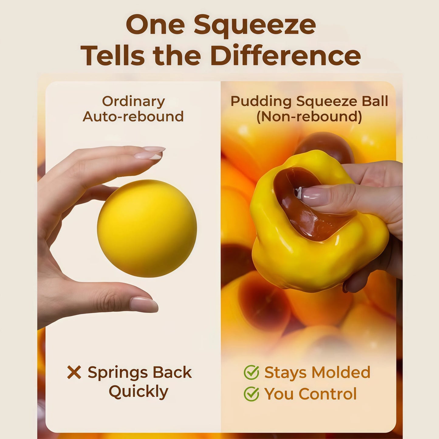 Caramel Pudding Crispy Squeezing Ball Squeezing Toy Popcorn Squeezing Ball Round Block Filled ASMR Adult Anti Pressure Toy