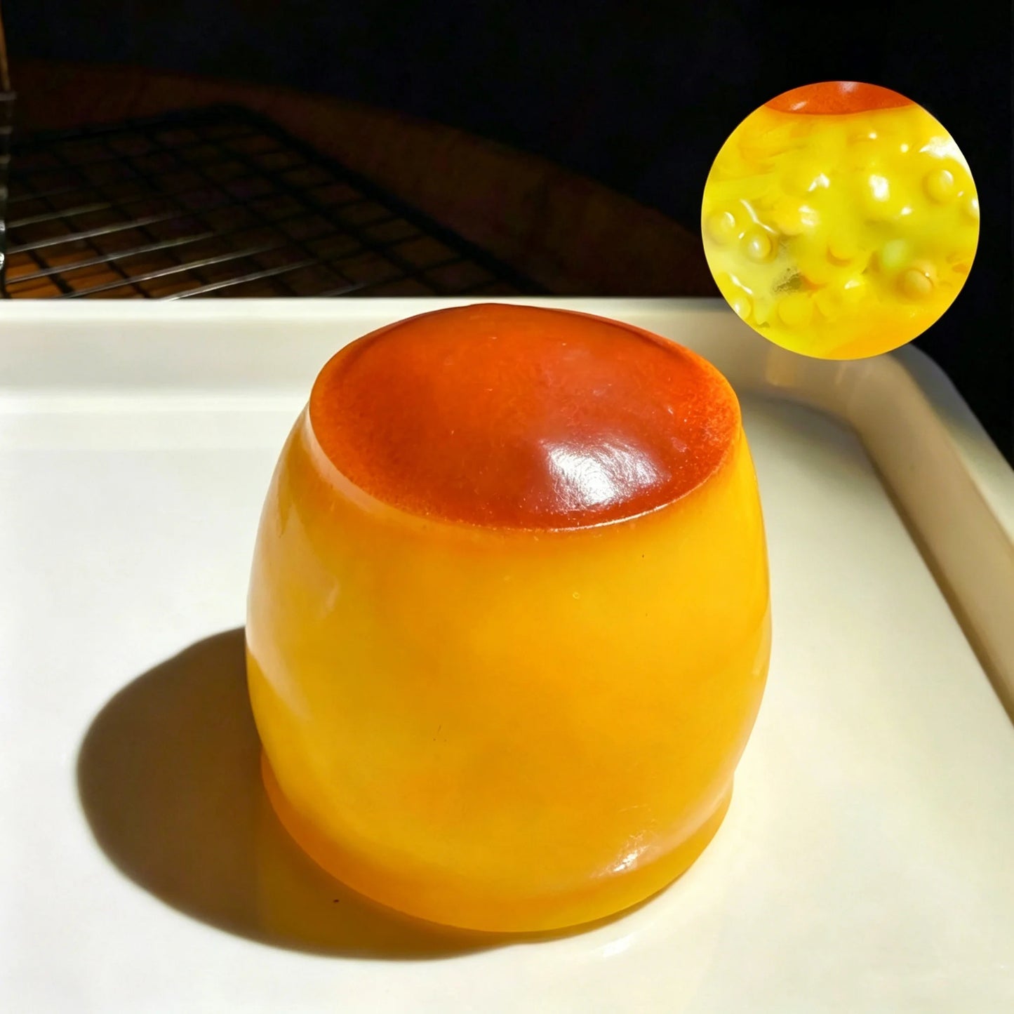 HOT Original Crunchy Caramel Pudding ASMR Squeeze Toy,Cute Desk Stress Relief Ornament for All Ages, Office & Party Mini Favors