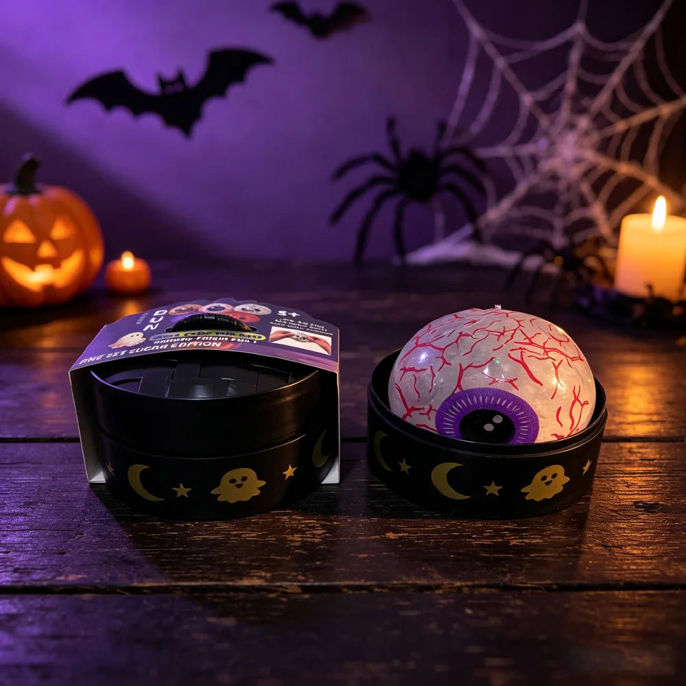 Halloween Glitter Dumpling Squishy Toy 8.5CM Pumpkin Ghost Eyeball Skull Stress Relief Squeeze Toy Halloween Part