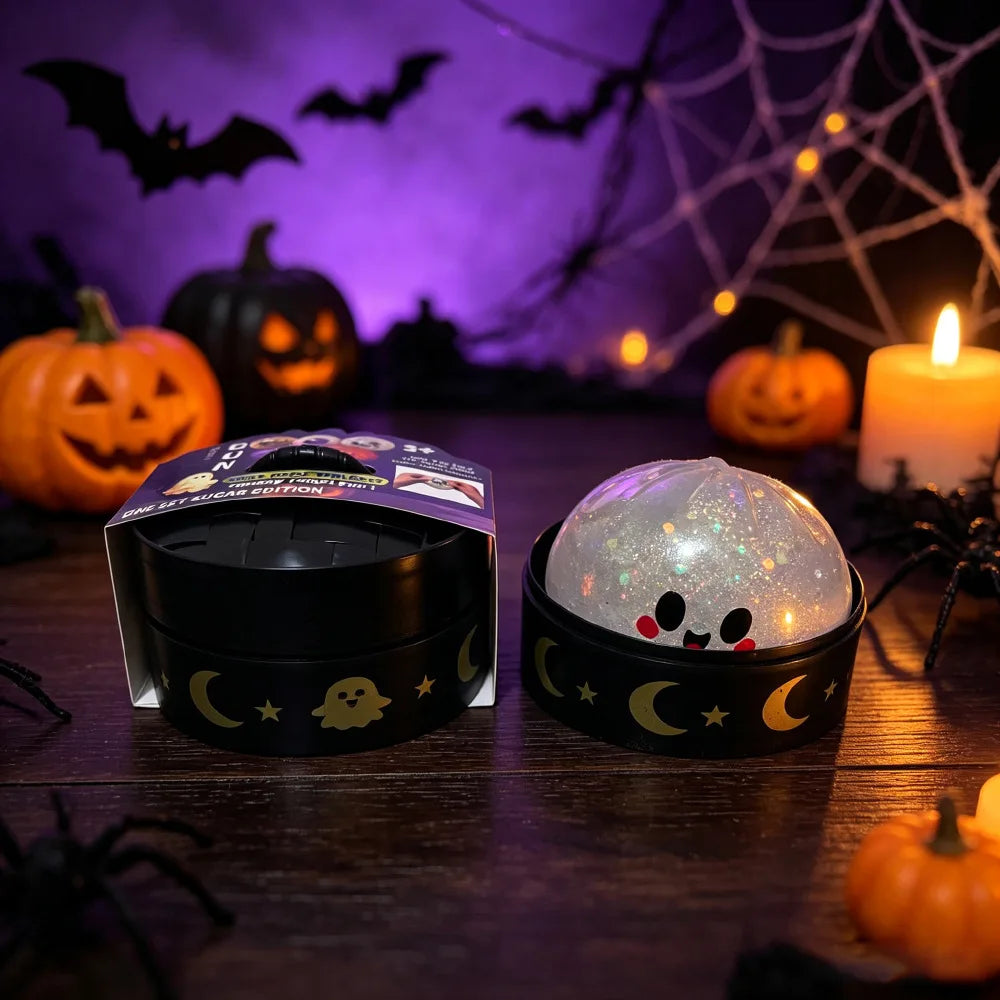 Halloween Glitter Dumpling Squishy Toy 8.5CM Pumpkin Ghost Eyeball Skull Stress Relief Squeeze Toy Halloween Part