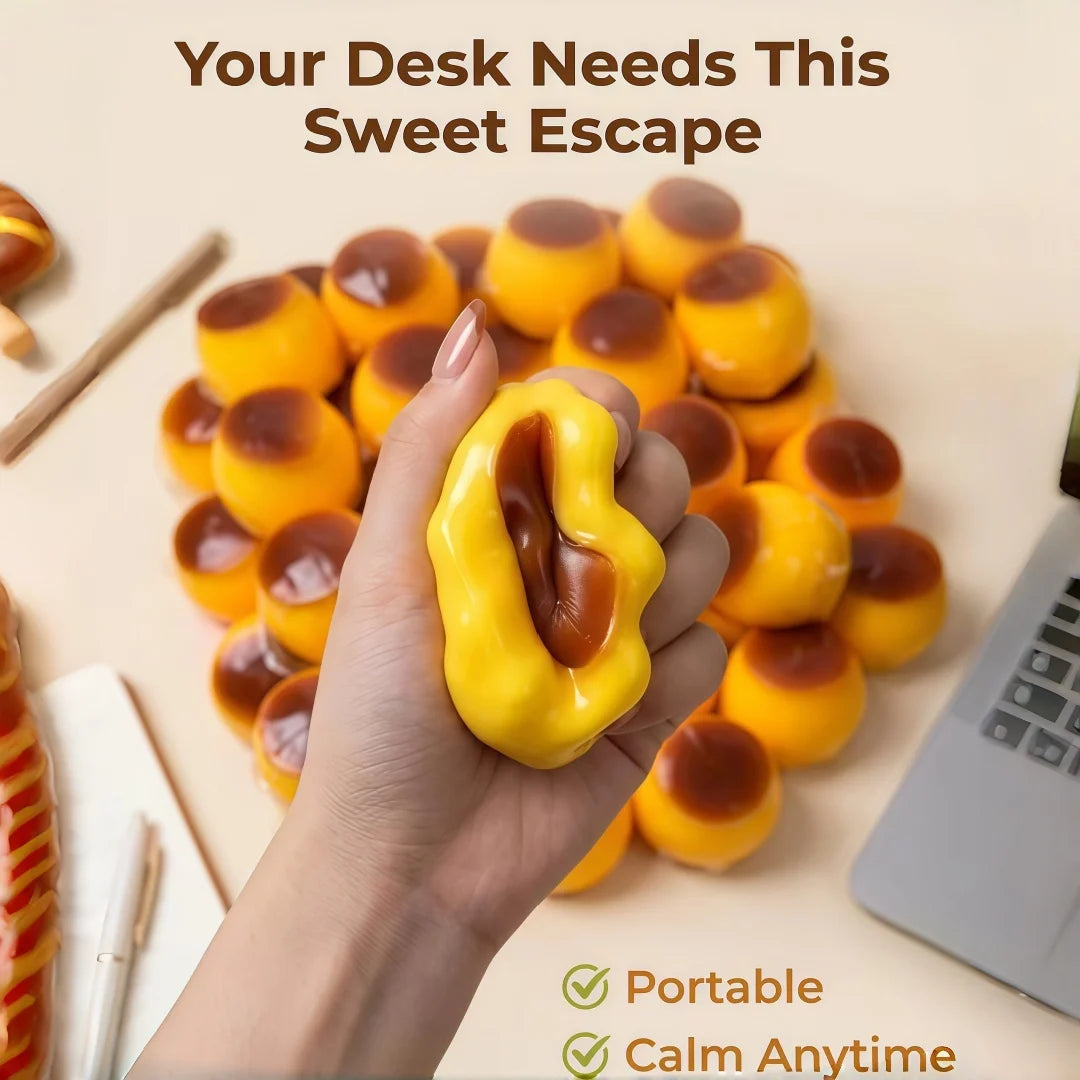 Caramel Pudding Crispy Squeezing Ball Squeezing Toy Popcorn Squeezing Ball Round Block Filled ASMR Adult Anti Pressure Toy