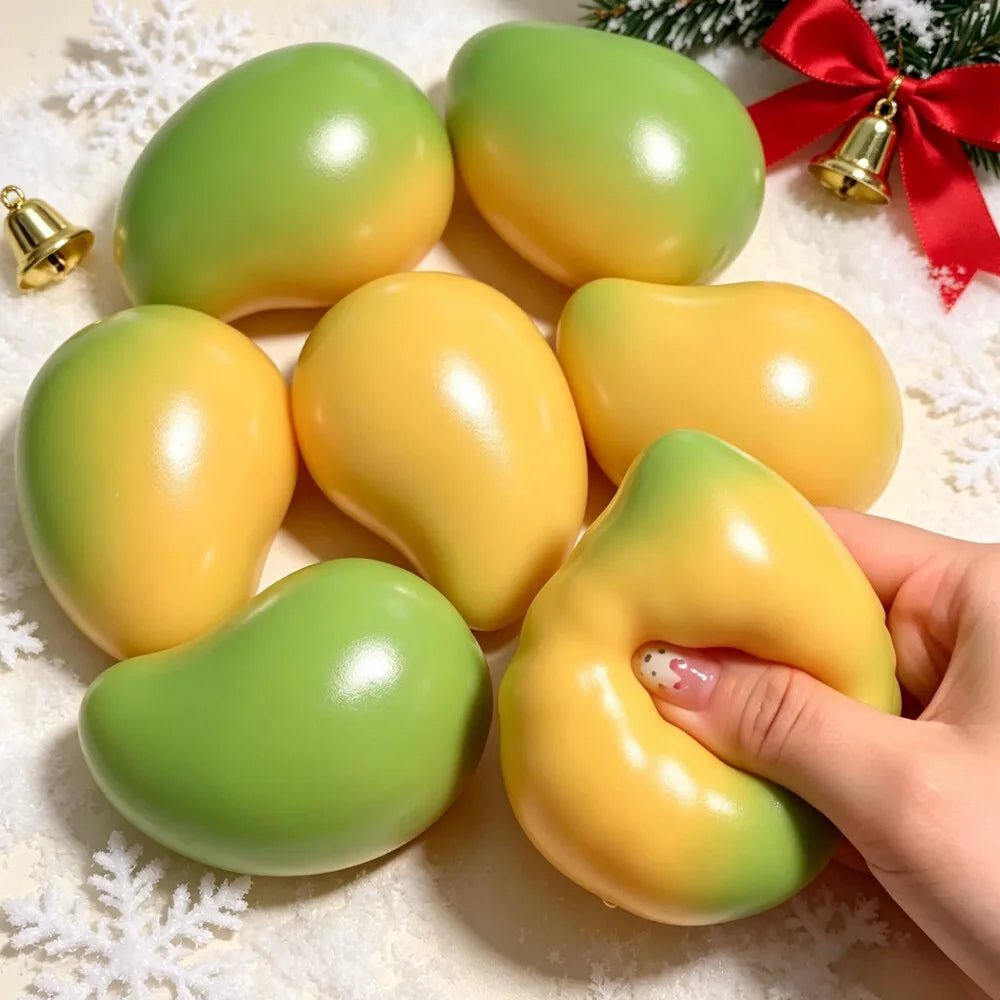 Handmade Crispy Mango Pudding corn Moldable Stress Ball Fidget Toy Squeeze Ball Round Blocks Filled ASMR Anti Stress Toys Adults