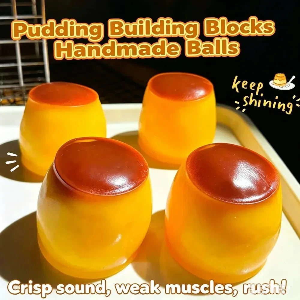 HOT Original Crunchy Caramel Pudding ASMR Squeeze Toy,Cute Desk Stress Relief Ornament for All Ages, Office & Party Mini Favors
