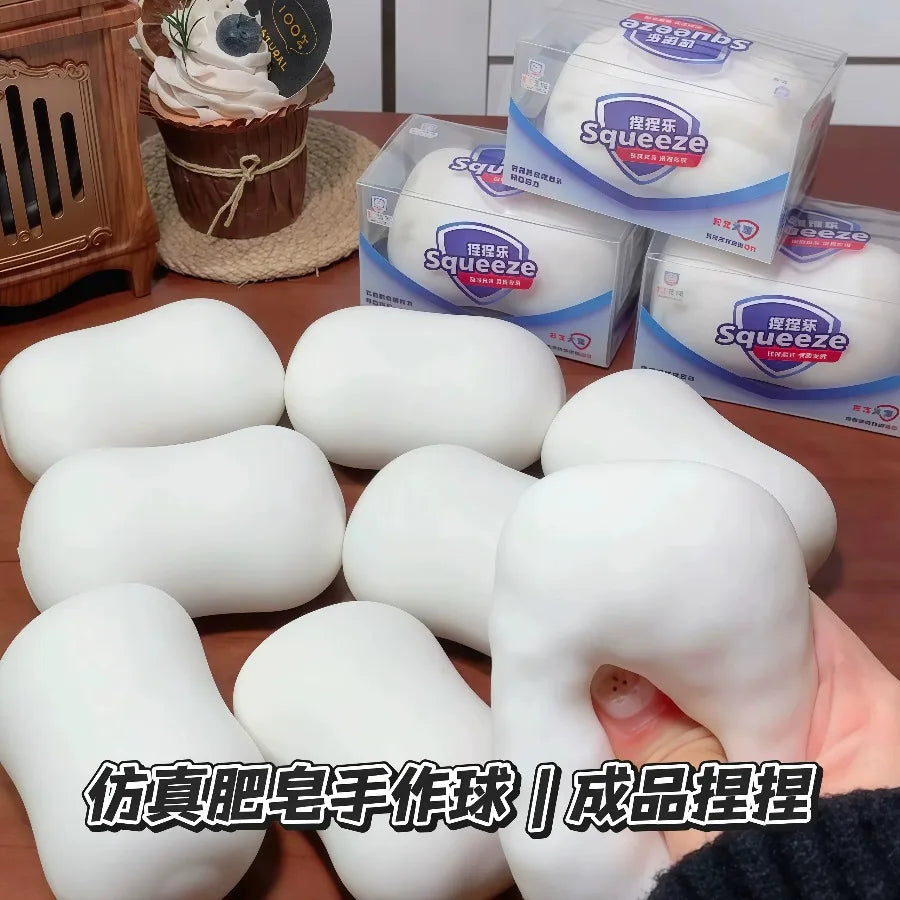 Squishy Soap Stress Relief Sensory Fidget Toys Squishy Soft Simulated Soap Squeeze Toy Anti-Stress Slow Rebound Squeeze Pinch