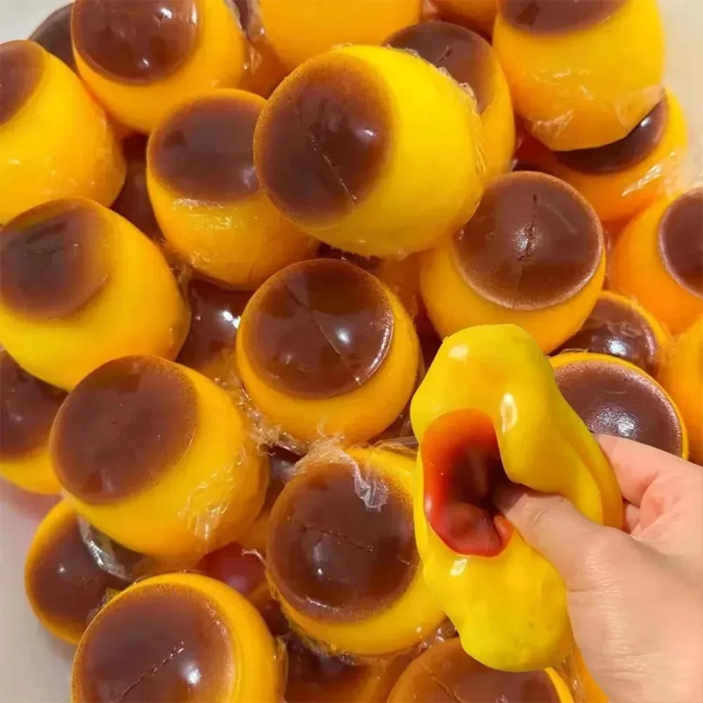 HOT Original Crunchy Caramel Pudding ASMR Squeeze Toy,Cute Desk Stress Relief Ornament for All Ages, Office & Party Mini Favors