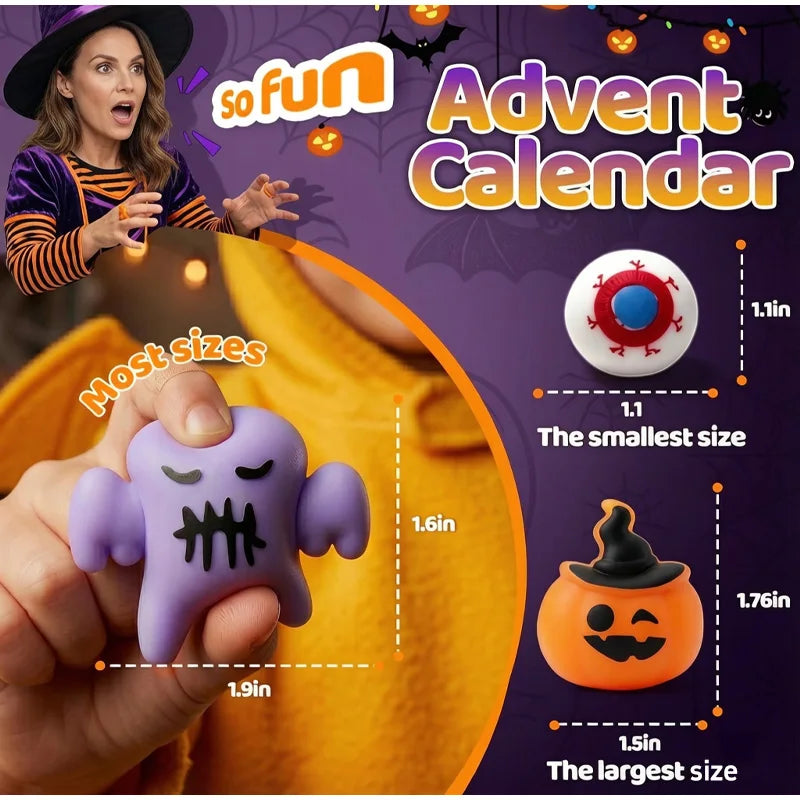 2026 Halloween Advent Calendar Squeezing Toys 24pcs Calendar Blind Box Decompression Fun Toys Gifts Random Styles In The Box Set