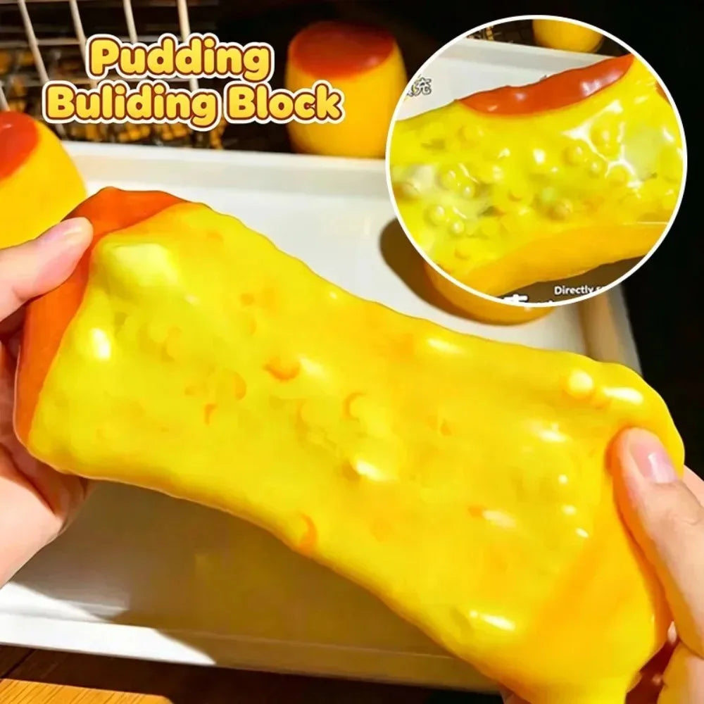 HOT Original Crunchy Caramel Pudding ASMR Squeeze Toy,Cute Desk Stress Relief Ornament for All Ages, Office & Party Mini Favors